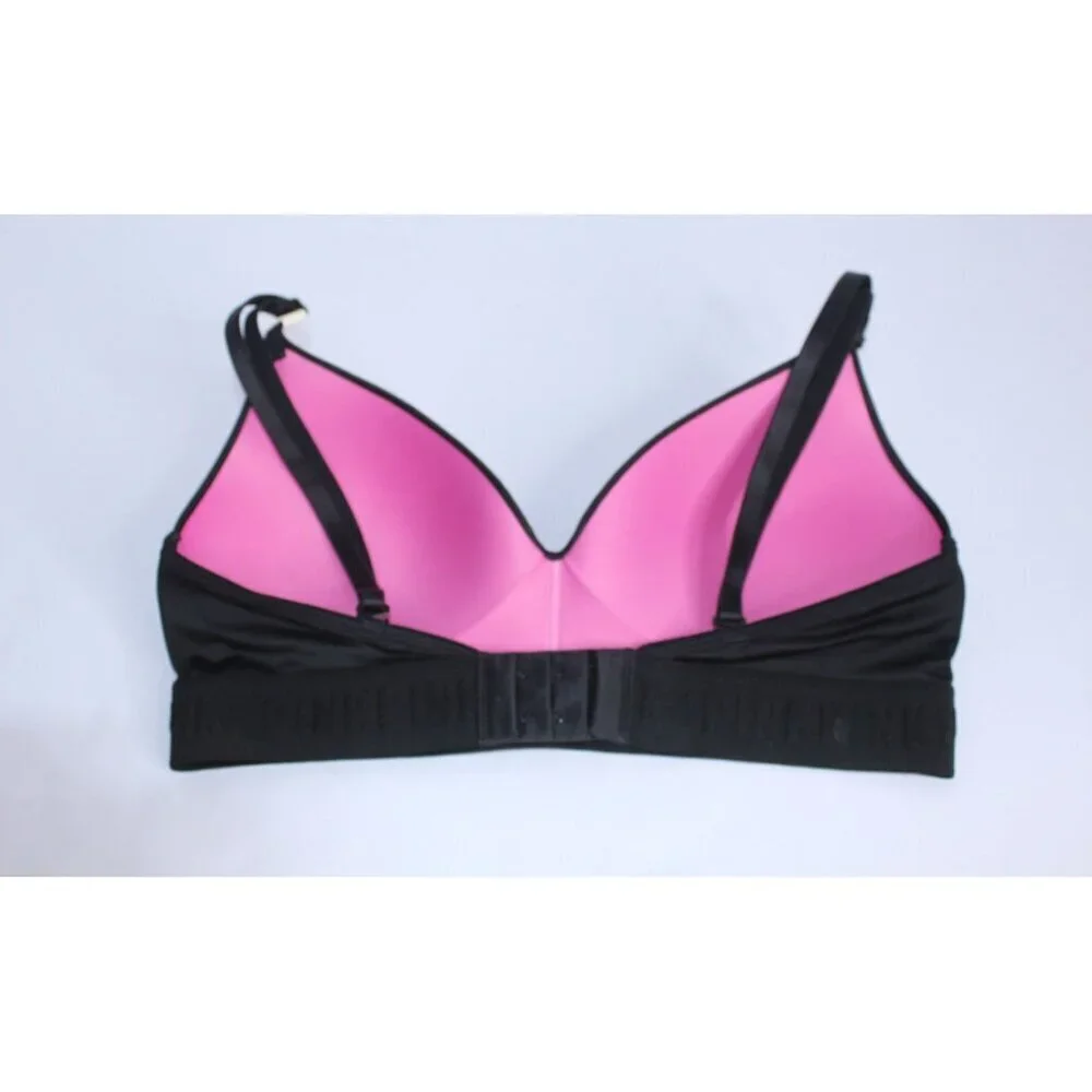 Pink By Victoria Secret 34 C Pink Black Solid‎ Lightly Padded Unwired NWT